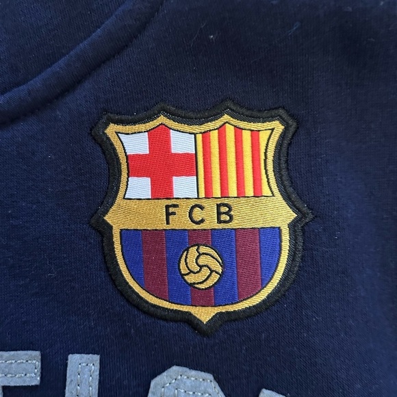 FC Barcelona Camp Nou Size Medium Blue Full Zip Hoodie Sweatshirt Embroidery - Picture 3 of 10